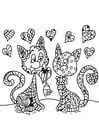 Coloriage le chat est amoureux