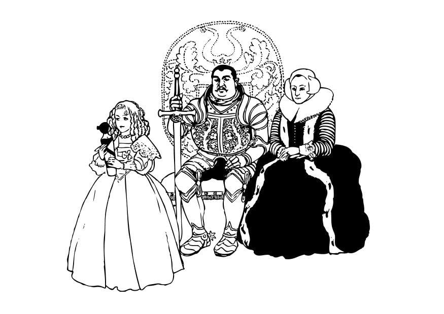 Coloriage le chevalier avec sa famille
