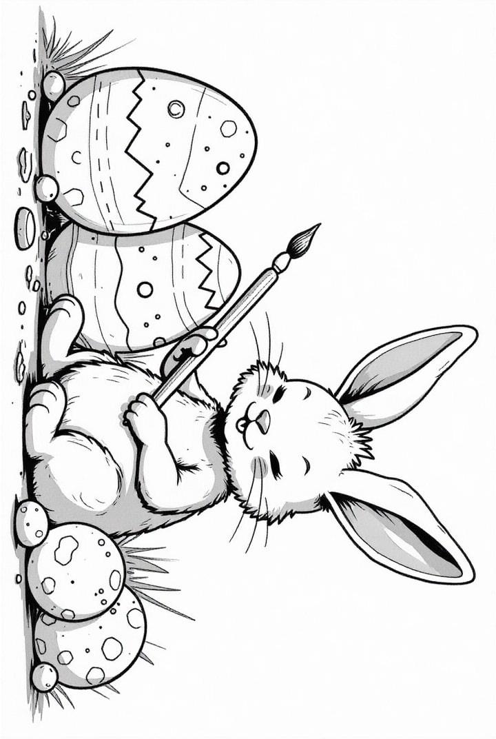 Le lapin de PÃ¢ques peint des Åufs