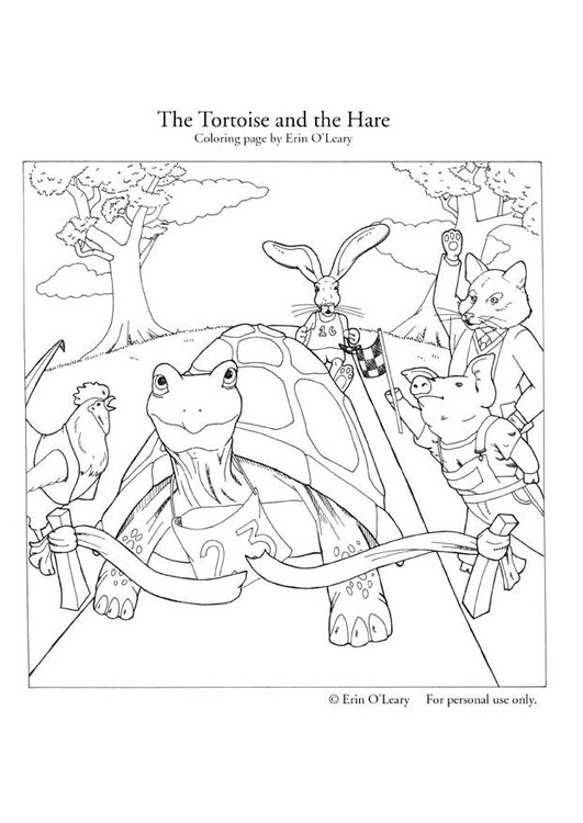 Coloriage le liÃ¨vre et la tortue