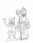 Coloriage Le PÃ¨re Fouettard et Saint Nicolas