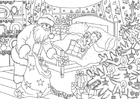 Coloriage Le PÃ¨re NoÃ«l apporte des cadeaux