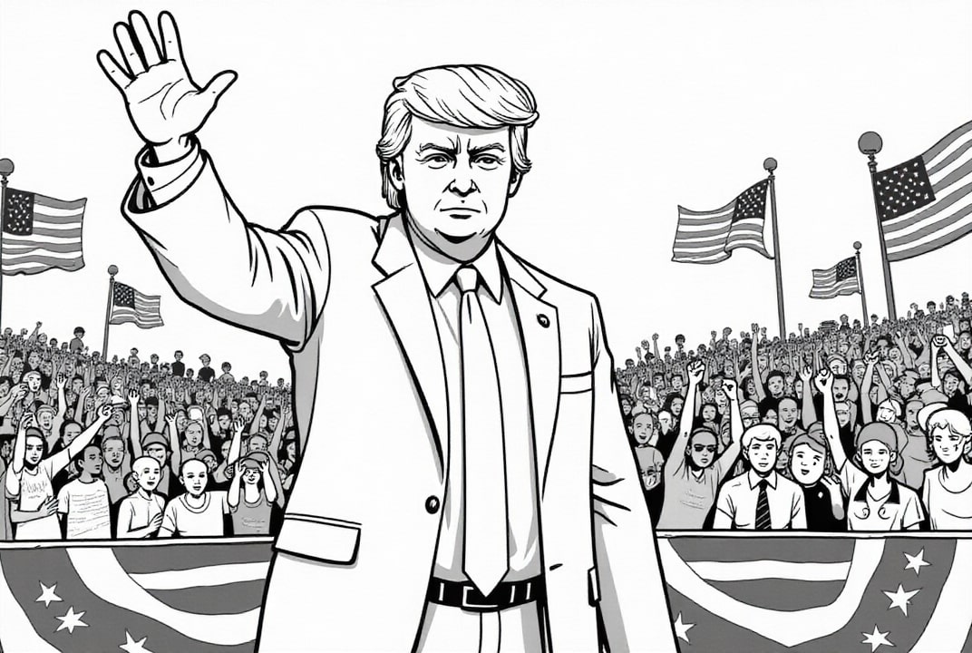 coloriage Le président Donald Trump lors d'une réunion