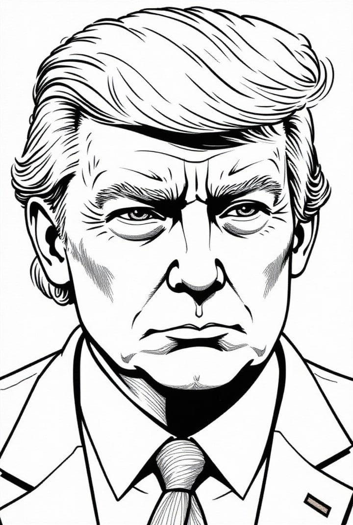 Coloriage Le prÃ©sident Donald Trump 