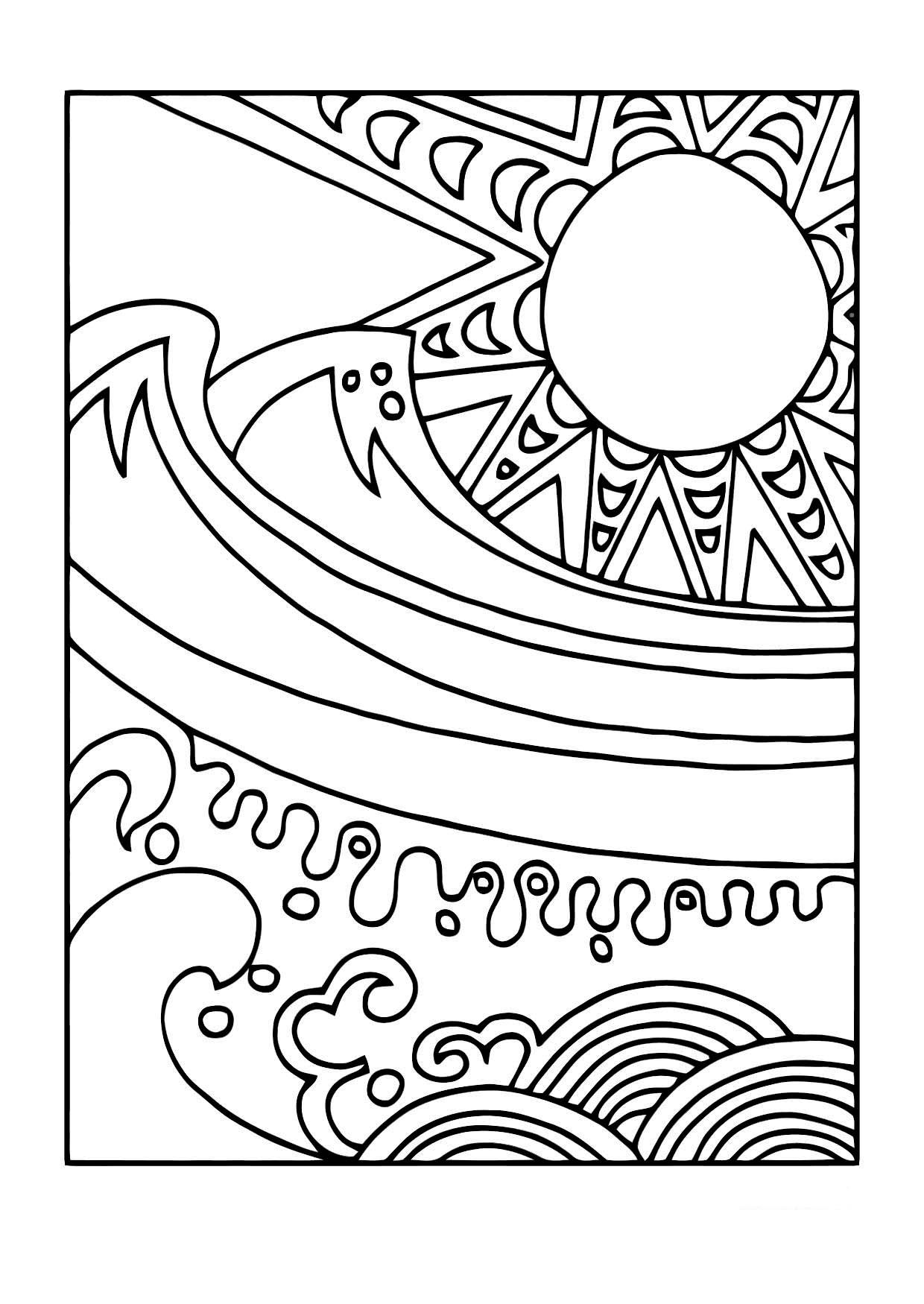 Coloriage le soleil et la mer img Téléchargez la grande image
