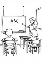 Coloriage lecture en classe