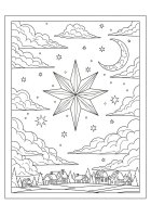 Coloriage les étoiles dans la nuit à noël