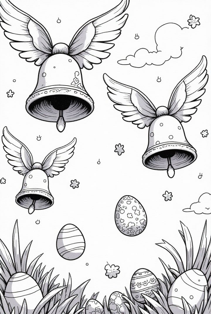 les cloches de Pâques dispersent les œufs