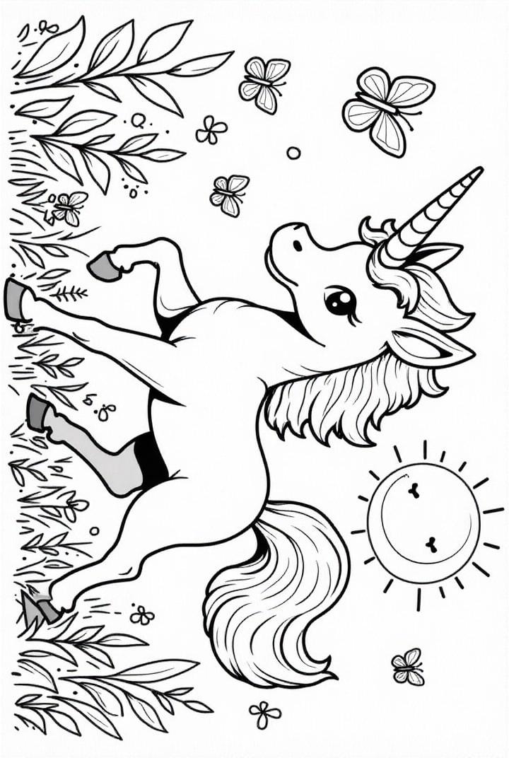 licorne avec des papillons