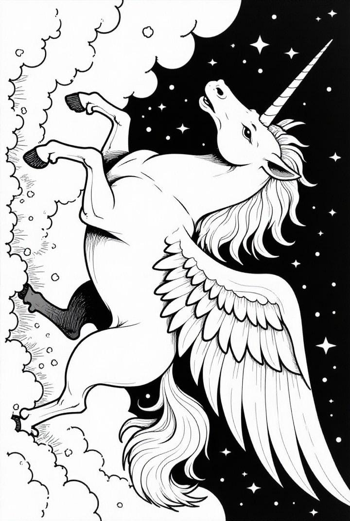 licorne dans la nuit