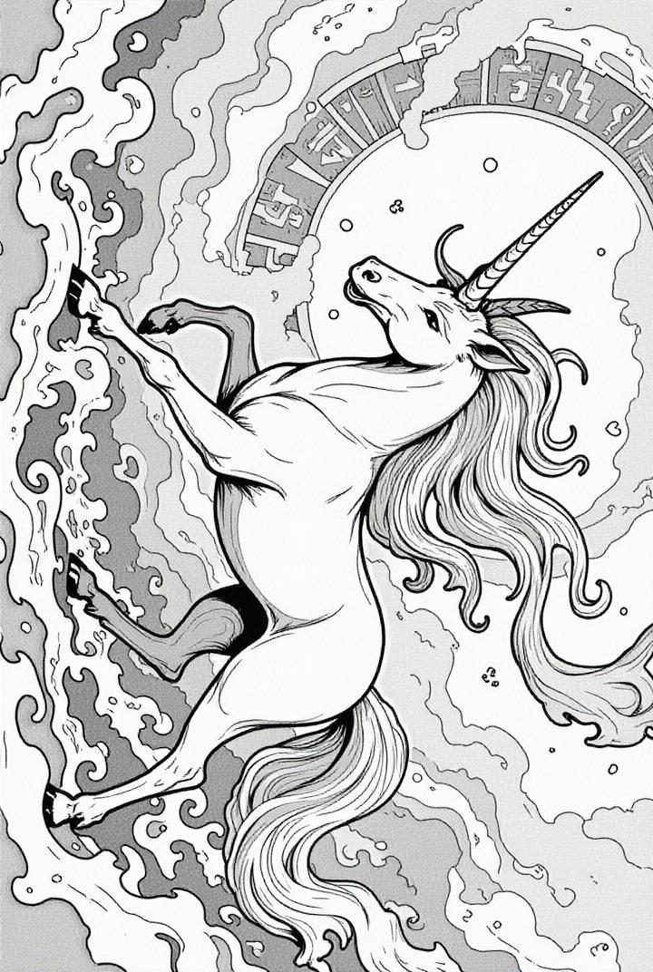 Licorne dans les nuages de magie