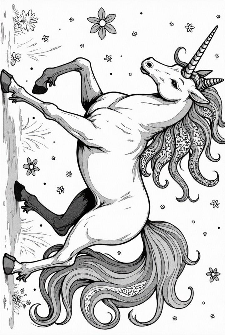 licorne magique dans le prÃ©