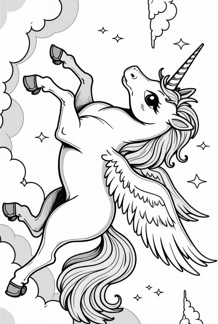 licorne volant dans le ciel