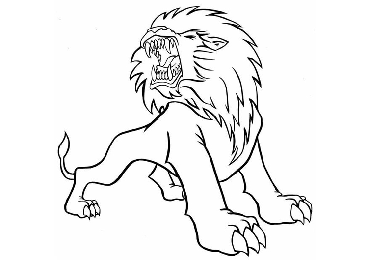 Coloriage lion fÃ¢chÃ©