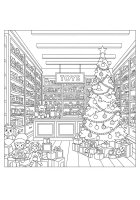 Coloriage magasin de jouets noël