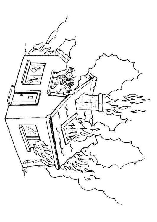 Coloriage Maison En Feu Coloriages