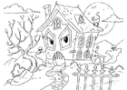 coloriage maison hantée