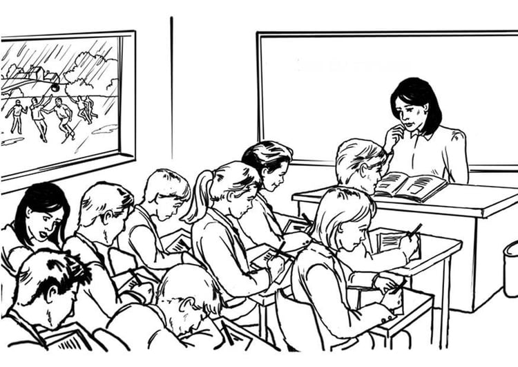 coloriage maitresse de la classe i8043