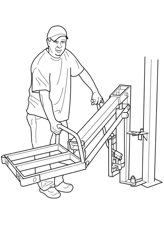 Coloriage manipuler un monte-charges hydraulique