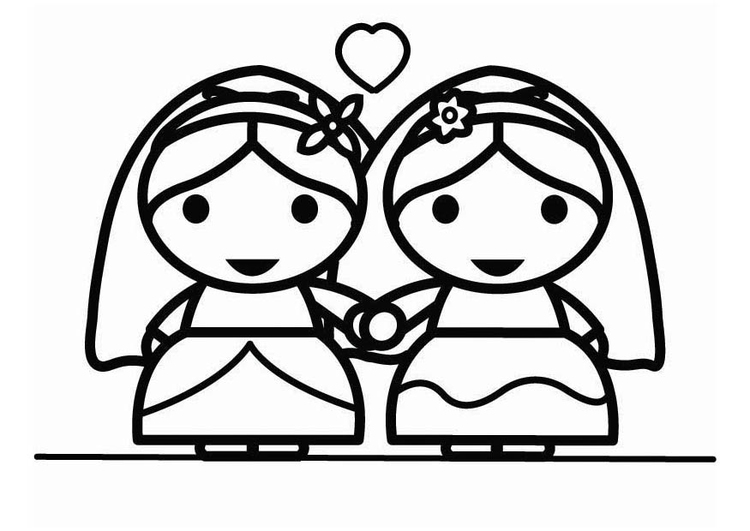 Coloriage mariage homosexuel entre femmes - Holebi