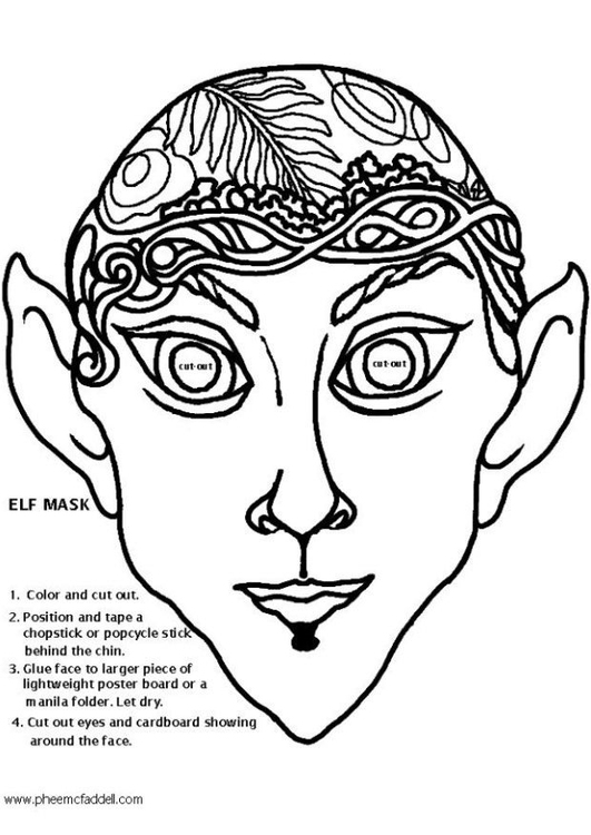 Coloriage masque d'elfe