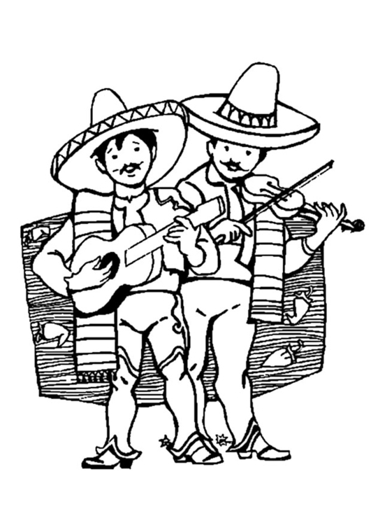 Coloriage musiciens mexicains