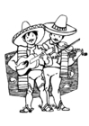 Coloriage musiciens mexicains