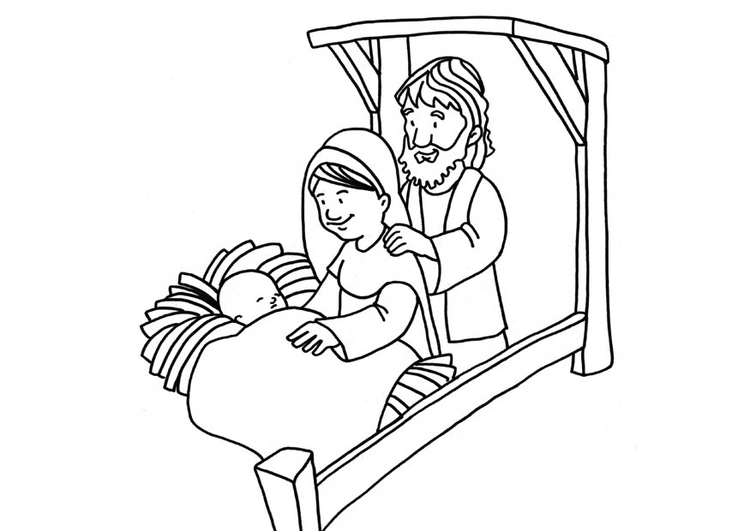 Coloriage naissance de JÃ©sus