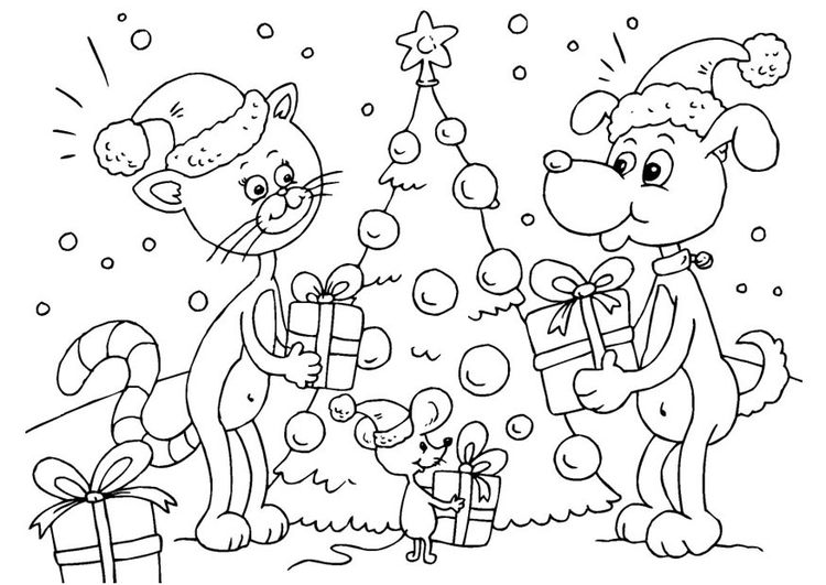 Coloriage NoÃ«l pour les animaux