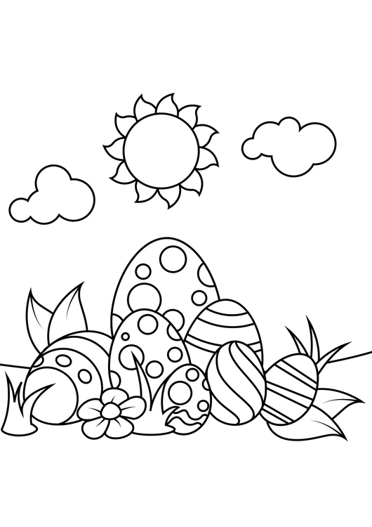 Coloriage Oeufs de PÃ¢ques sous le soleil