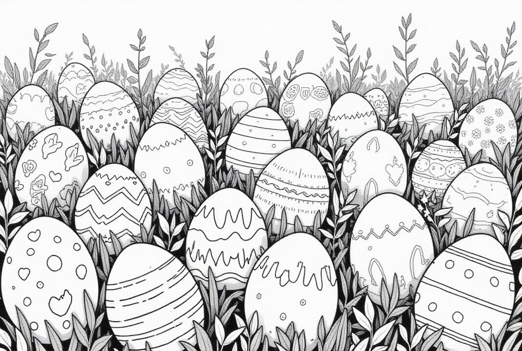 oeufs de Pâques dans le jardin