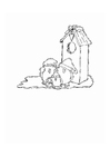 coloriage oiseaux avec nichoir