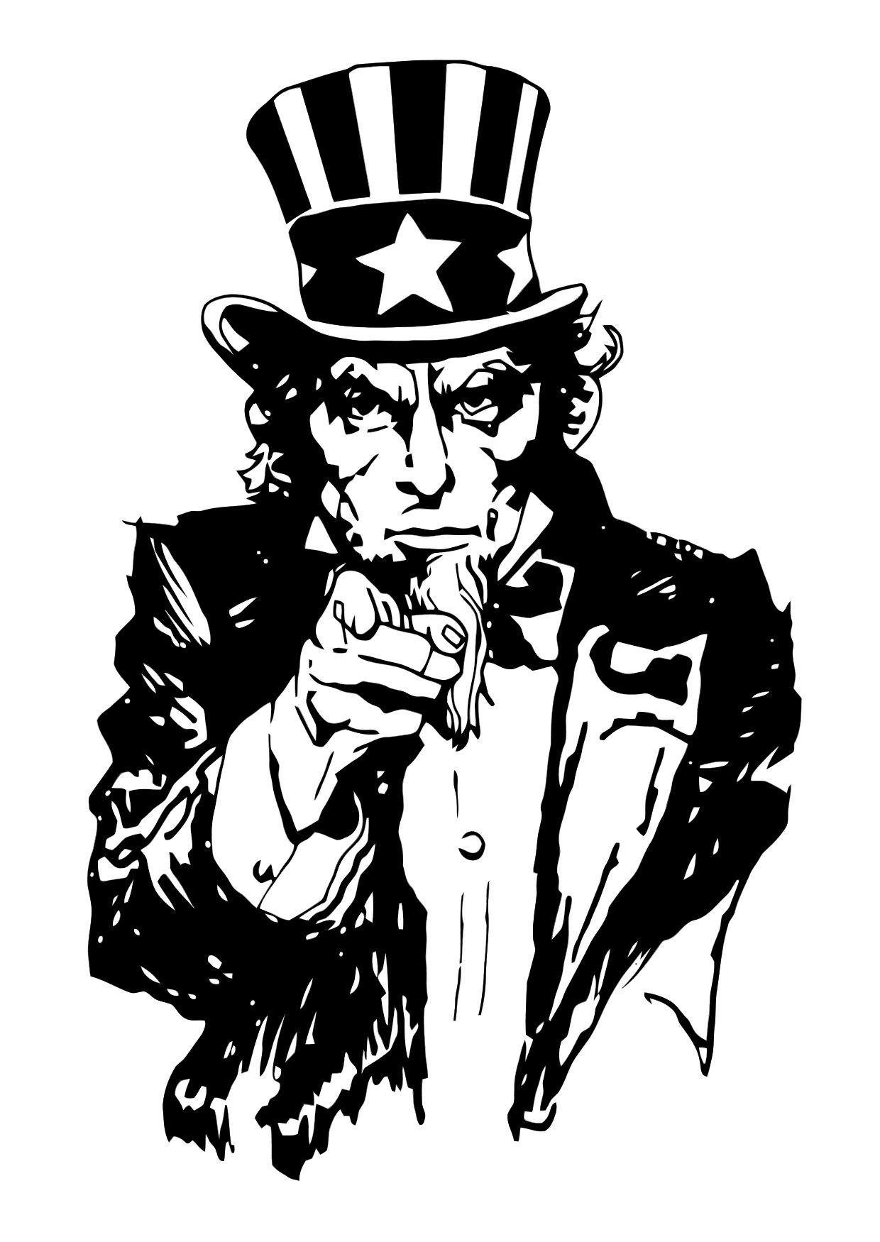 Coloriage Oncle Sam - Coloriages Gratuits à Imprimer - Dessin 11363
