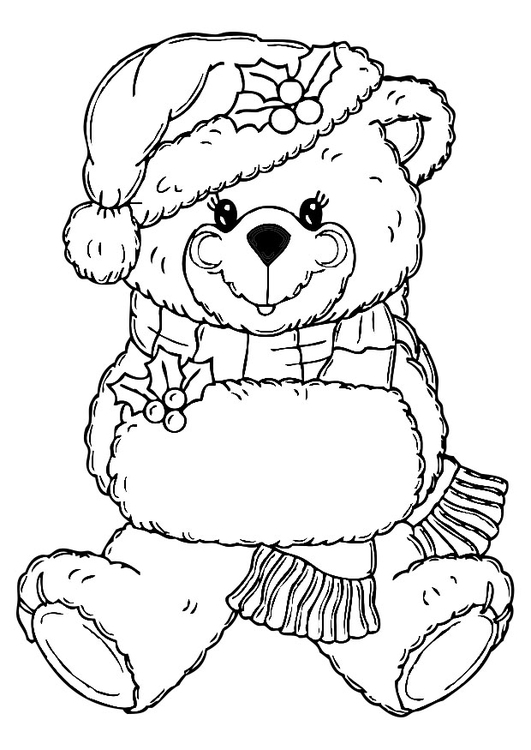 Coloriage ours de Noël - Coloriages Gratuits à Imprimer - Dessin 19766