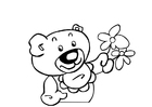 Coloriages ours en peluche avec fleurs