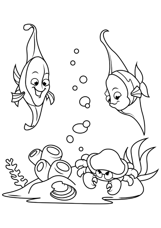 Coloriage pÃªcher dans la mer avec du crabe