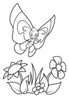 Coloriages papillon au-dessus des fleurs