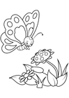 Coloriage papillon avec des fleurs