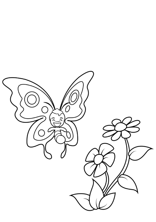 Coloriage papillon sourit