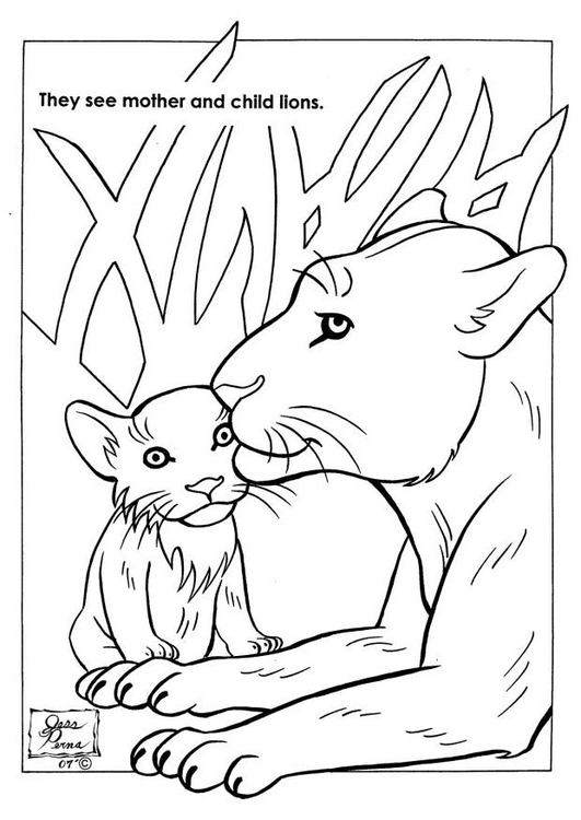 Coloriage parc naturel des lions