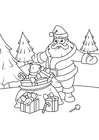 Coloriage pÃ¨re noÃ«l avec colis