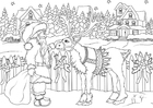 Coloriages Père Noël avec renne