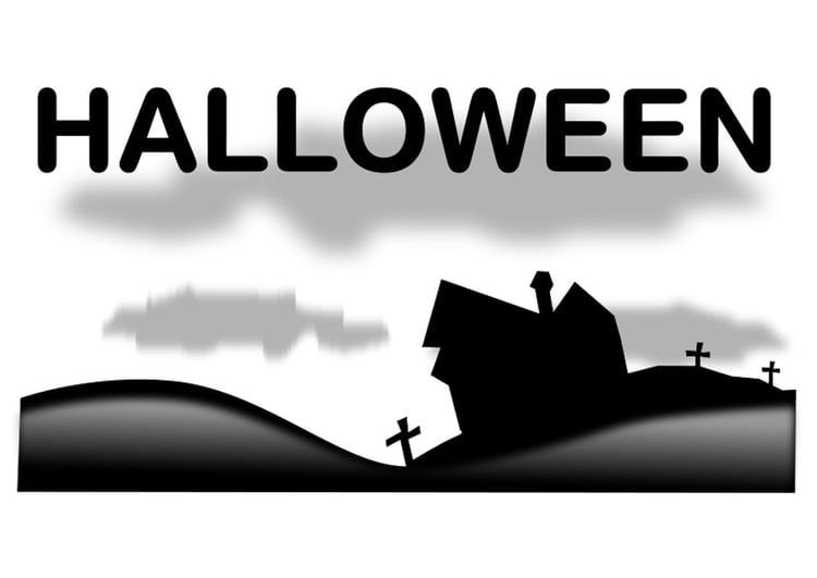 Coloriage paysage Halloween