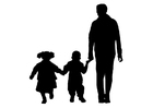 Coloriages père avec fils et fille