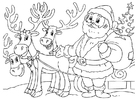 Coloriage PÃ¨re NoÃ«l avec rennes