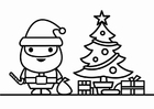 Coloriage PÃ¨re NoÃ«l et sapin de NoÃ«l