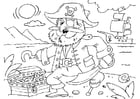 Coloriages pirate avec trésor