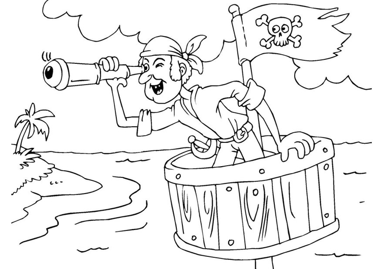 Coloriage pirate dans le nid-de-pie