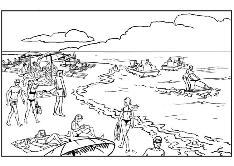 Coloriage plage et mer