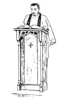 Coloriages prêtre derrière un lutrin